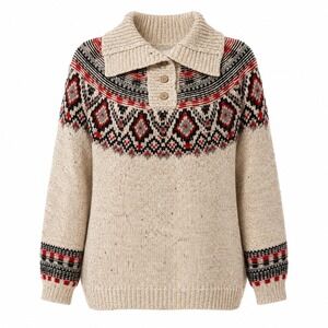 Vintage Rustic Cabincore Wool Blend Sweater Women XL Nordic Fair Isle Gorpcore